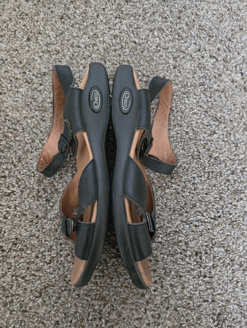Chaco Black Leather Strappy Sandals Hiking Casual Women's US Size 8 - Picture 2 of 12